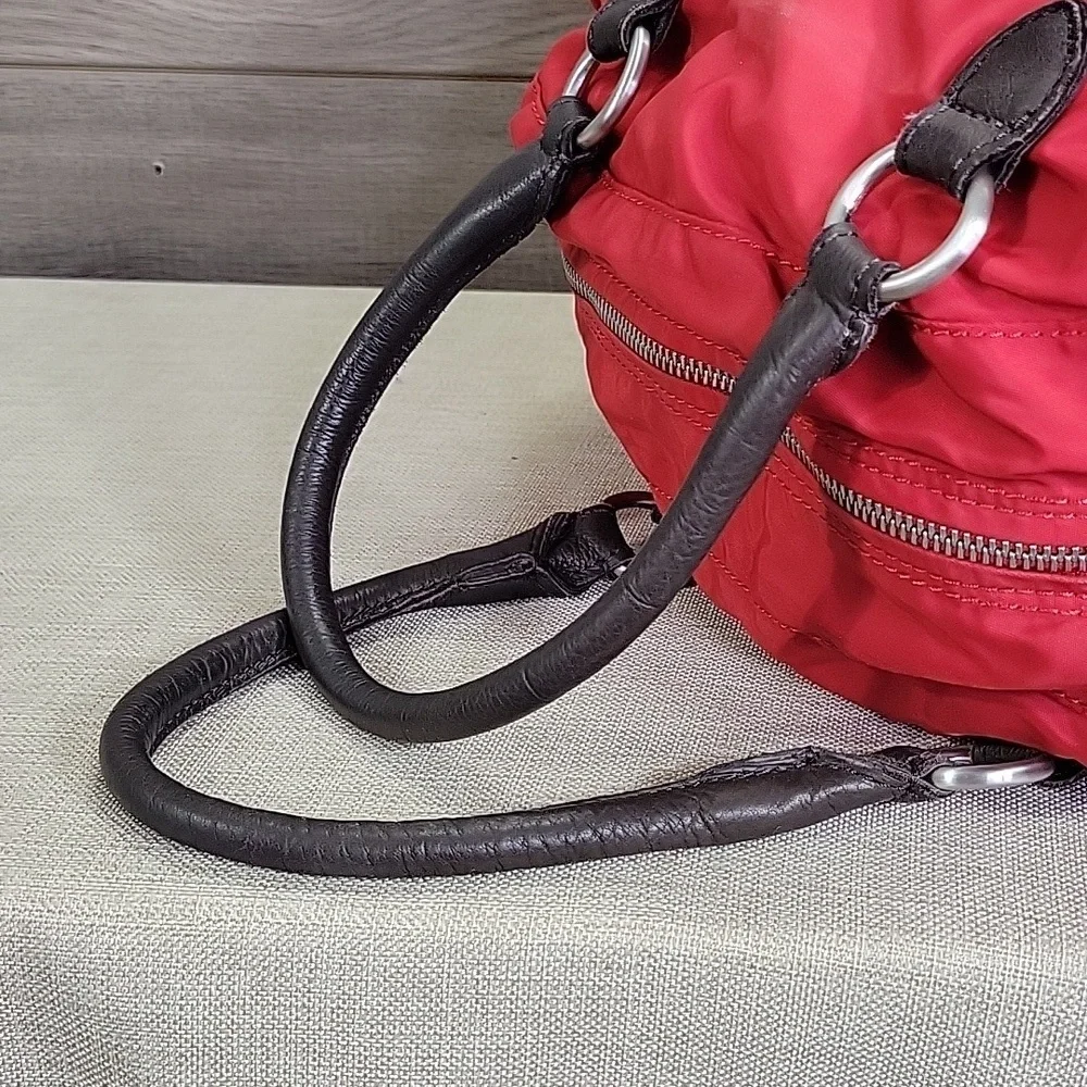 Liebeskind Berlin Red Nylon Leather Large Travel Shoulder Bag